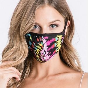 3/$30 Tie Dye Face Mask Black with filter pouch